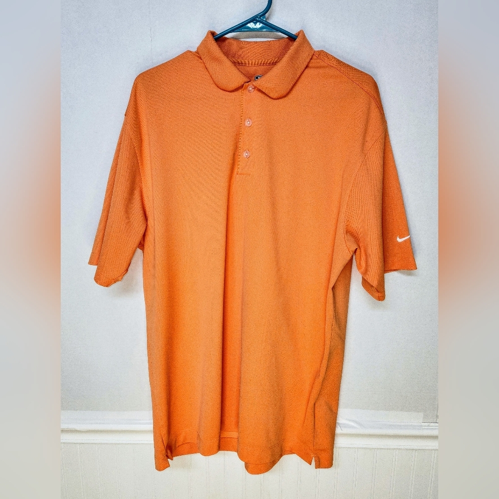 Nike Golf Polo Shirt Mens Large Orange Lightweight Performance Casual 0082